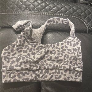 Bombshell Sportswear Gray Leopard Sports Bra